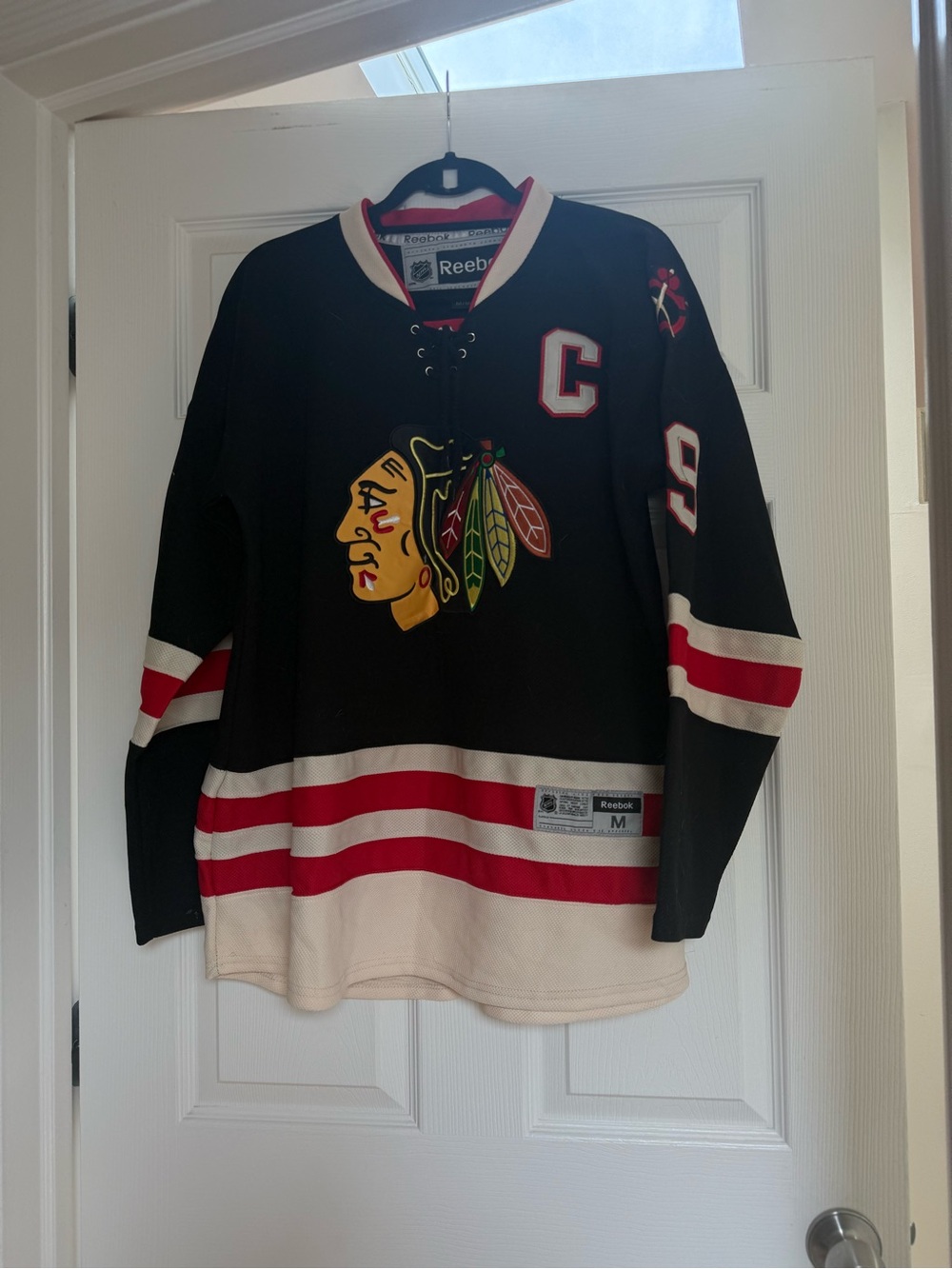 Reebok Black, Red & White Chicago Blackhawks Crewneck Jersey